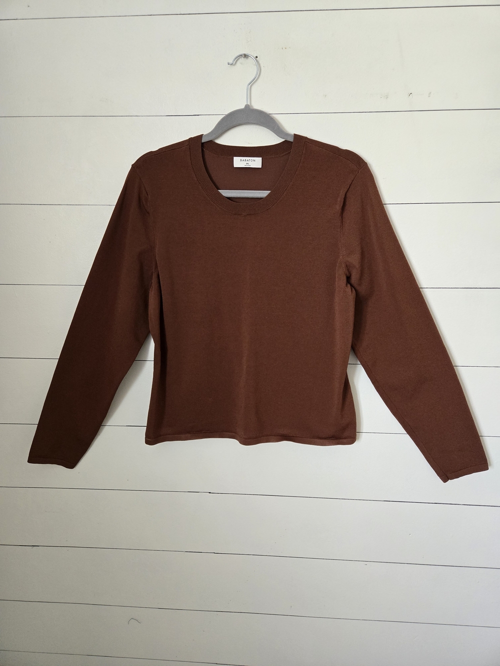 Babaton Viscose Long-Sleeve Top Brown Hue Sz 2x